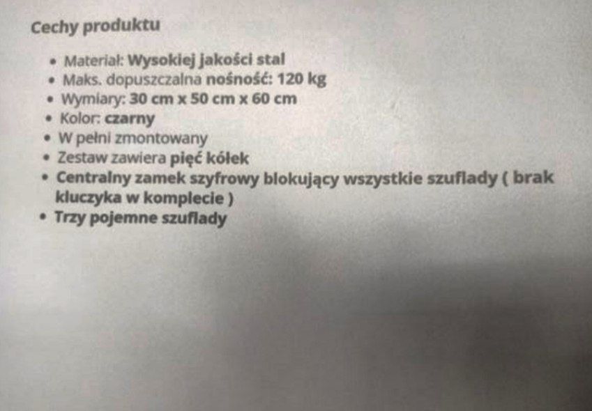 Kontenerek mobilny na kółkach, 3 szuflady czarny TOBO