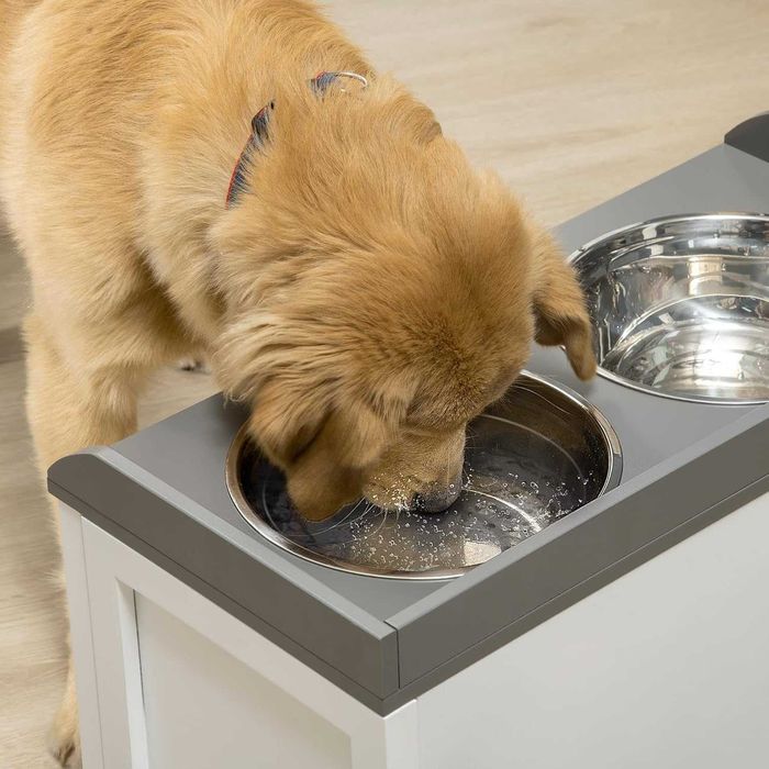 ENVIO GRÁTIS - Alimentador Elevado para cão com 2 tigelas INOX 2L