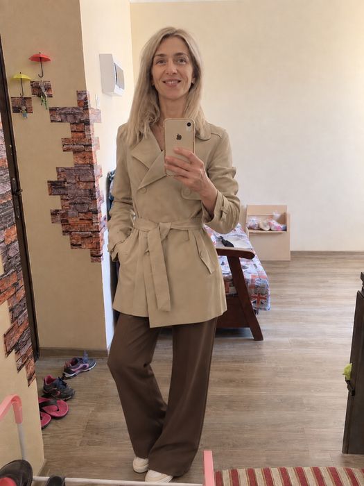 Жіночий тренч Zara молочний замшевий