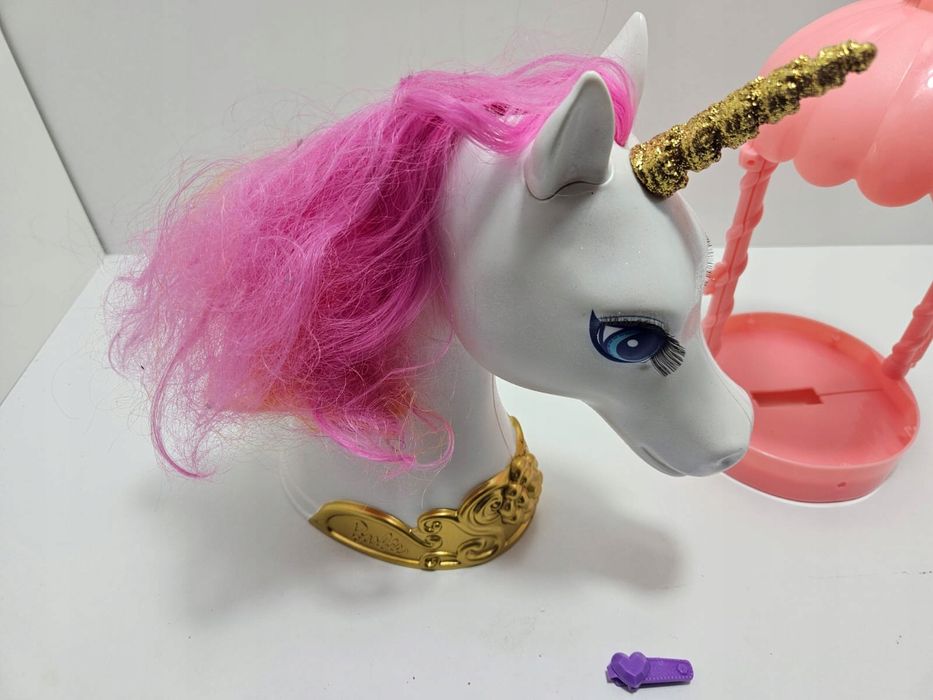 BARBIE Głowa Konia Jednorożec do Czesania TĘCZOWY
