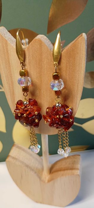 Kolczyki z bursztynem.