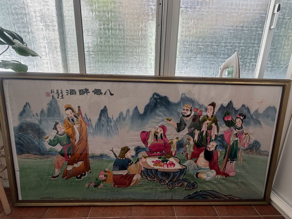 Pinturas de bordados em seda da China antiga.