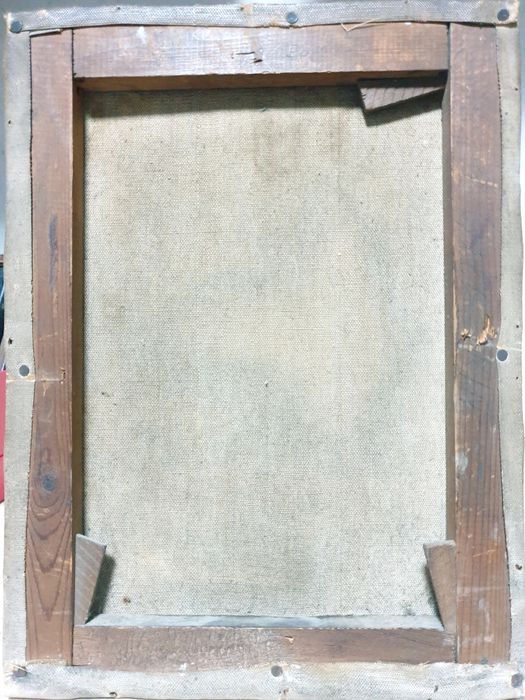 Linda pequena antiga pintura de paisagem em óleo sobre tela