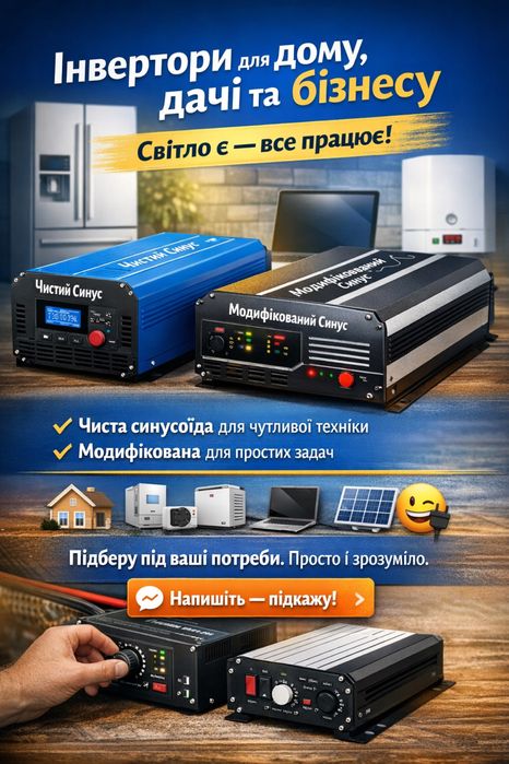 Інвертори з чистою та модифікованою синусоїдою