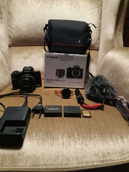 Canon EOS M50 Mark II + Rode VideoMicro + Karta SD 256 GB - zestaw
