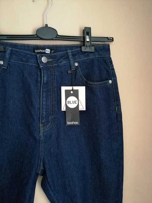 NOWE Jeansy skinny z wysokim stanem i przetarciami 42 boohoo