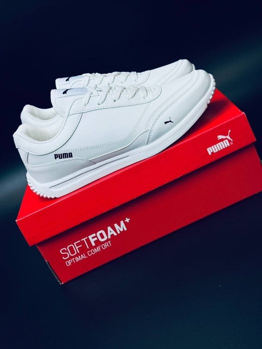 Класические белые кеды Puma/ кожаные белые кеды от Пума / не промокают