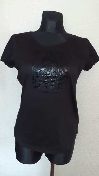 Koszulka damska t-shirt czarny czarna aplikacja M