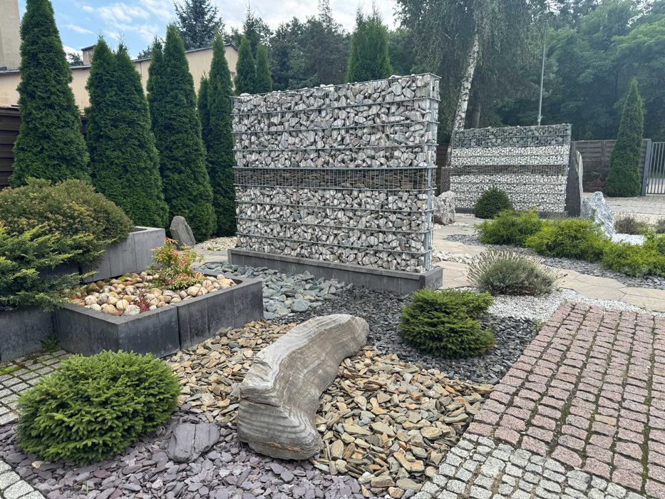 Gabiony i ogrodzenia gabionowe (wykonanie na wymiar, wypełnienie kamienne)
