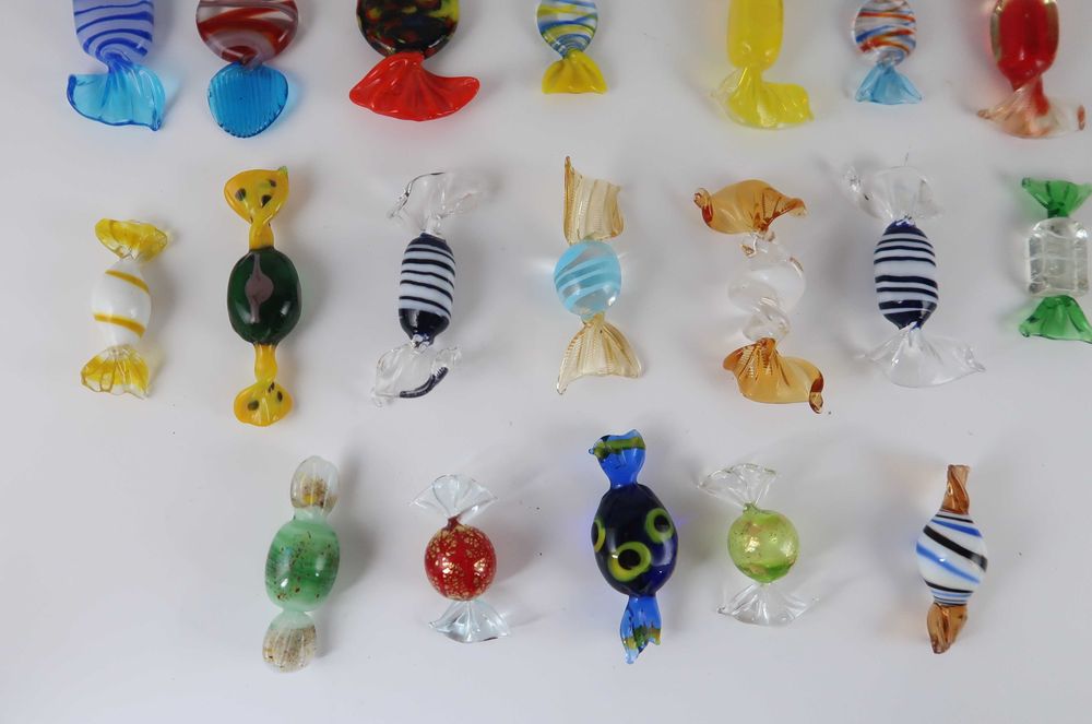 Lote de 22 rebuçados em vidro murano