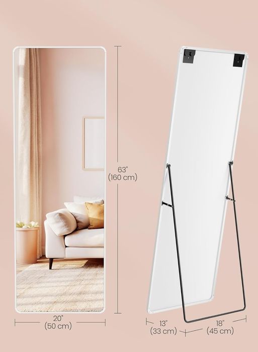 Lustro w białej ramie Songmics