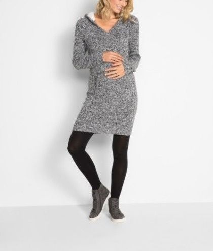 B.P.C dzianinowa ciążowa sukienka kaptur z misiem r.40/42