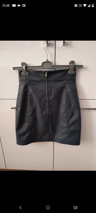 Szara, skóropodobna spódniczka - XS/34