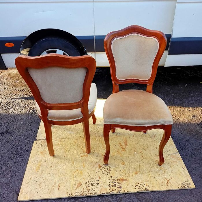 Krzesła Medaliony Tapicerowane kpl. 2 Stylowe Krzesła Drewniane