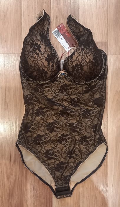 Body, Esotiq 75D, koronkowe, czekoladow-cieliste