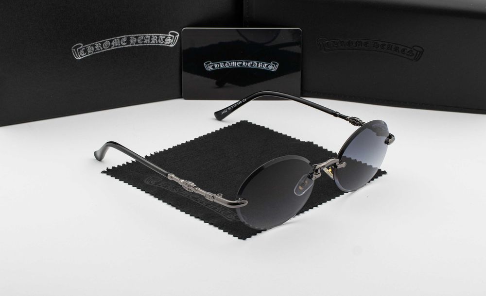 Сонцезахисні окуляри Chrome Hearts NEW 2026 | UV400 | безоправні | овальна лінза | футляр в комплекті | металева оправа