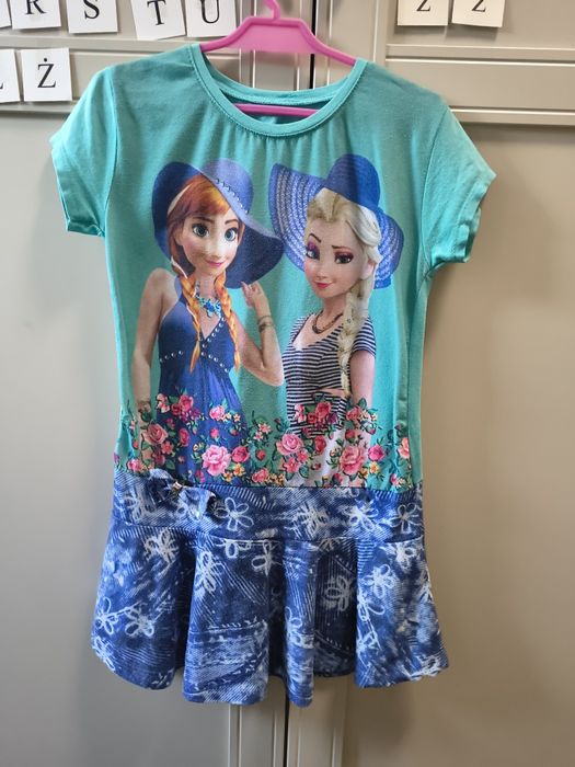 Bluzka tunika Frozen roz.128 - zestaw 4szt.