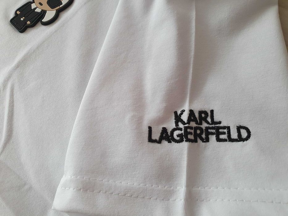 NOWA koszulka Karl Lagerfeld L XL biała ikonik gumowy KL okazja