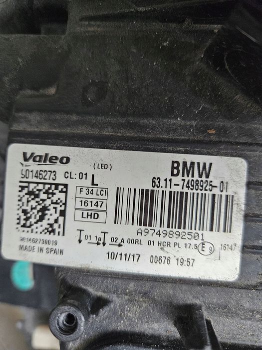 reflektor przód strona lewa bmw 3 gt f34 7498925