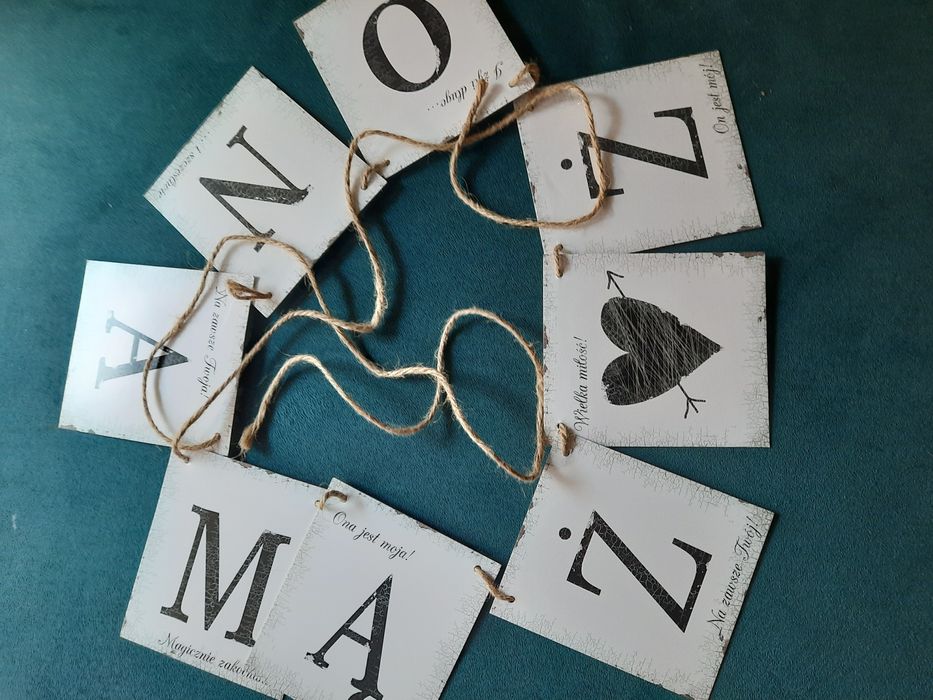 Slubny napis, zawieszka  ' Maz I Zona'