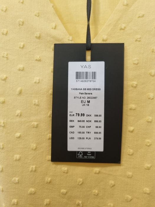 Letnia luźna sukienka YAS Yassbanana roz. M/L