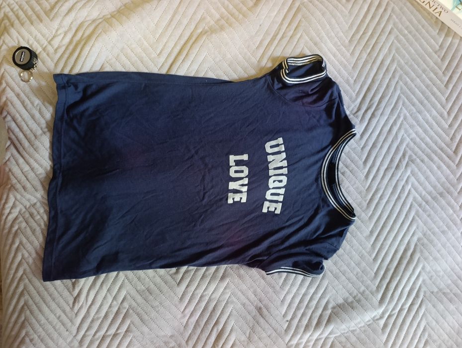 T-shirt damski granatowy, bawełniany