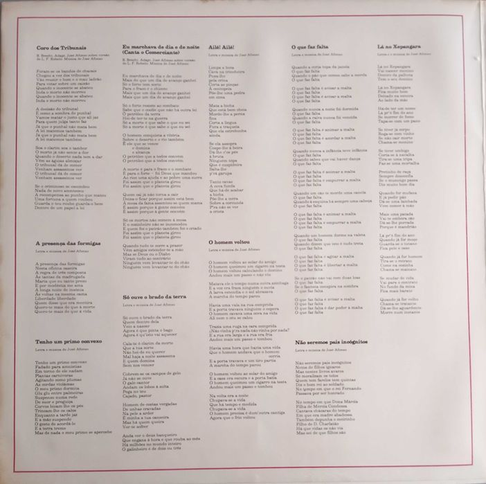 José Afonso	- - - - -		Coro dos Tribunais	- - - - -	LP