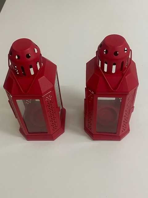 Porta velas marroquino metal vermelho