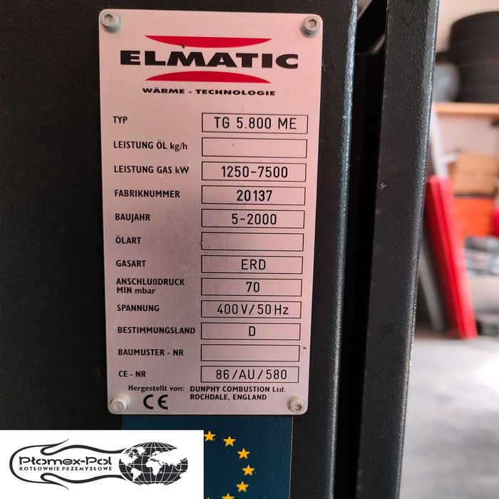 Palnik Gazowy Elmatic TG5800 ME | 1250 - 7500 kW | Modulowany