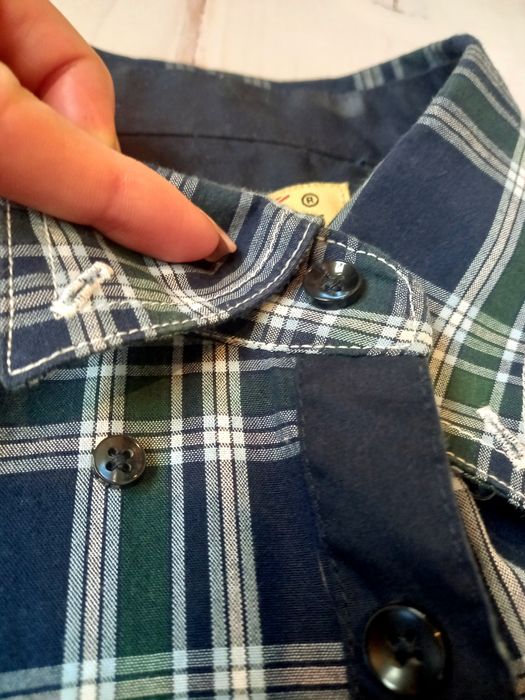 Чоловіча сорочка в клітинку картата рубашка в клетку синня зелена