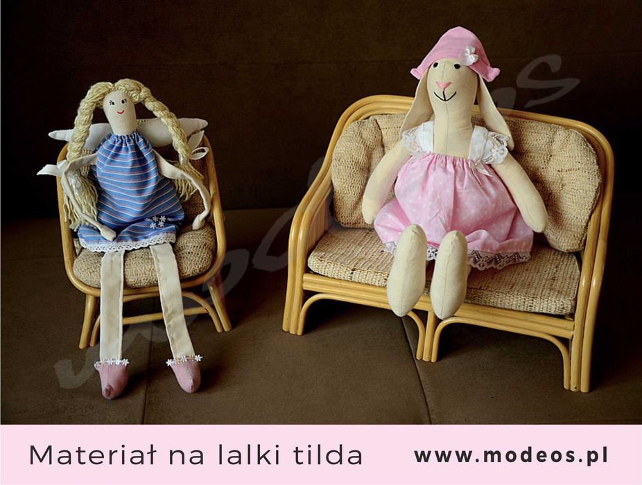 Materiał na lalki tilda, króliczki, anioły, polska surówka bawełniana