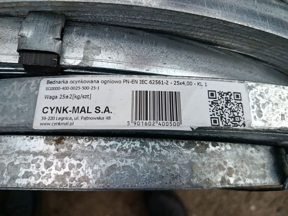 Bednarka ocynkowana 25x4 25kg nowa