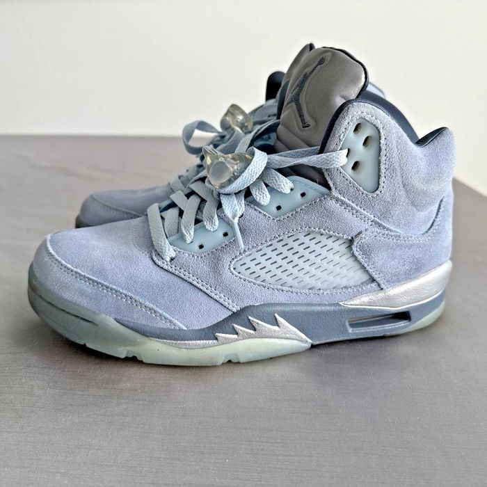 (БЕЗ ПЕРЕДОПЛАТИ) Кросівки Nike Air Jordan 5 Retro Blue Bird блакитні замшеві преміальні