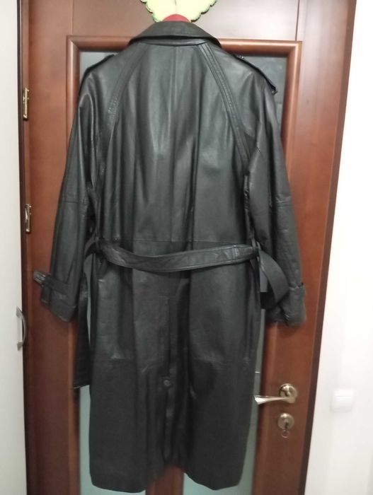 Плащ чоловічий довгий,теляча шкіра 5×5,розм.52,Euro Mod Studio Brisant