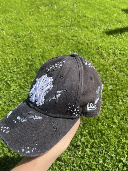 Czapka cap z daszkiem new era yankees ozdabiana diamenciki perelki