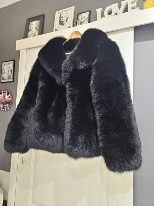 Futro lis czarny lsniacy