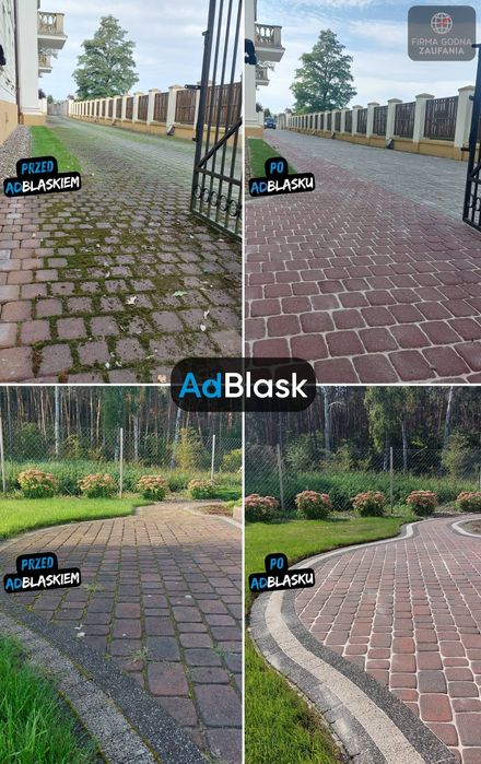Mycie / czyszczenie kostki brukowej, polbruku