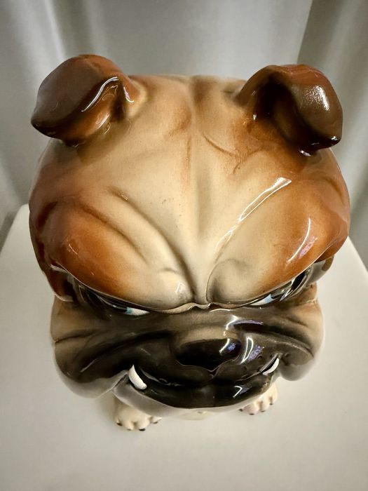 Vintage Buldog Kolekcjonerski Pojemnik Ceramiczny Genin Trudeau Japan