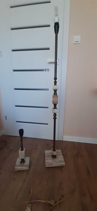 Lampy mosiężne z marmurem PRL