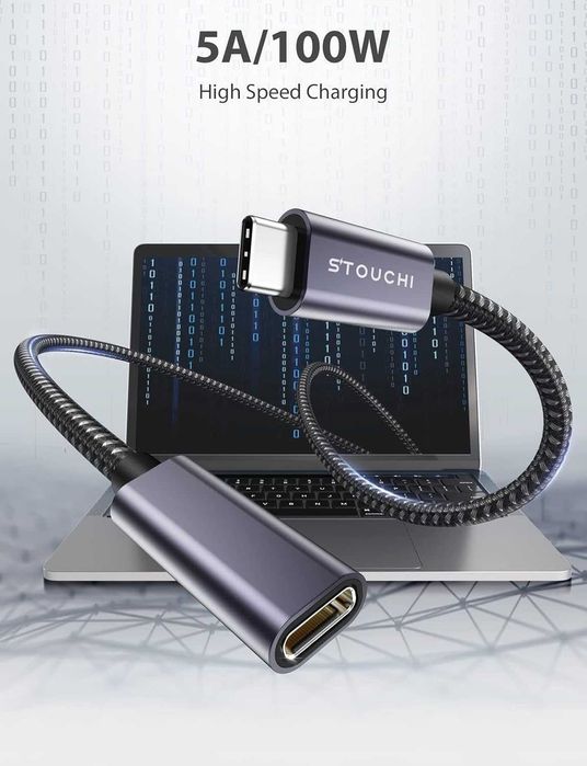Kabel przedłużacz USB C STOUCHI USB C 3.2 gen 1 5GBPS 5A 100W 1.8m 484