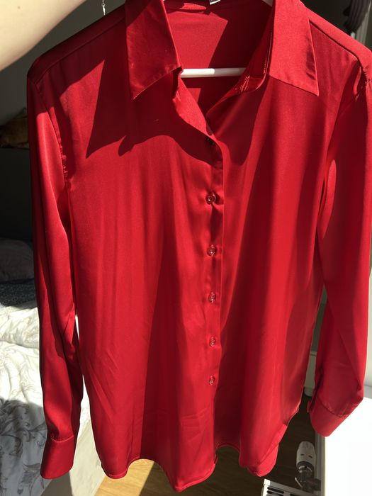 Червона атласна сорочка. Оверсайз. Розмір S