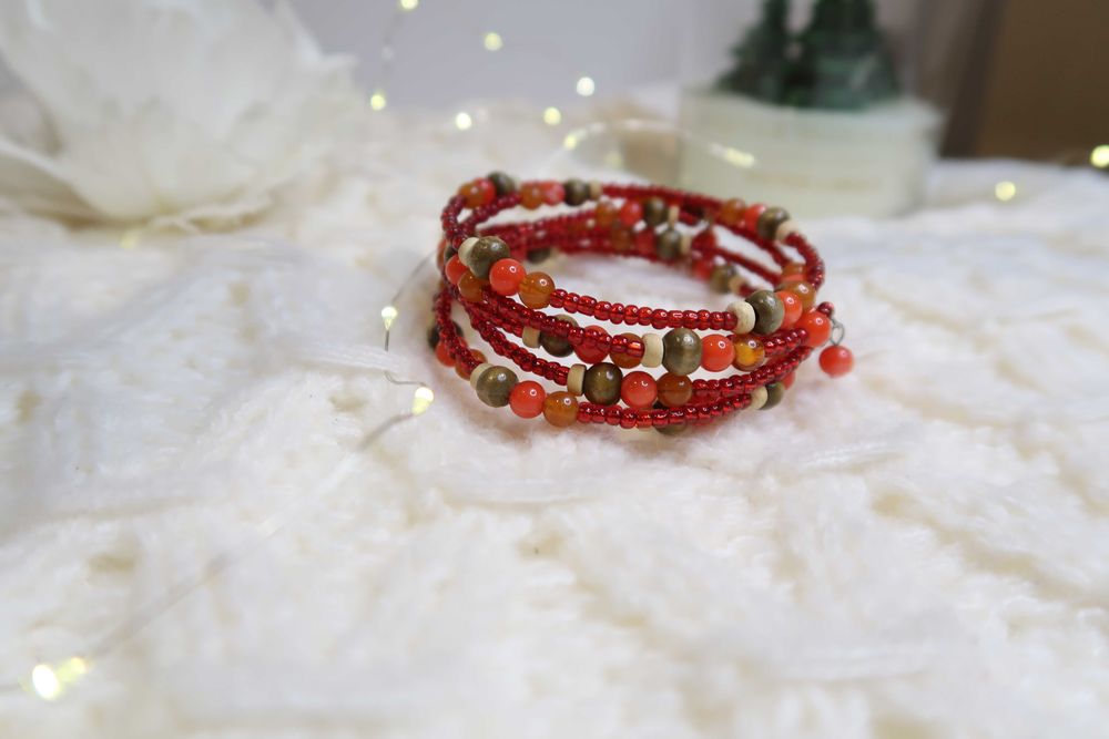 Bransoletka koraliki boho drewno handmade ręcznie robiona etno 22