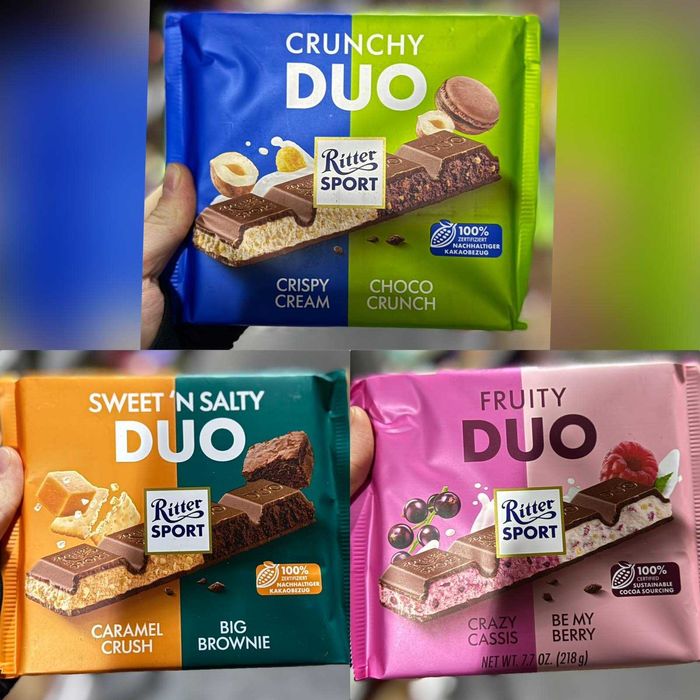 Шоколад Ritter Sport Duo 218 грам 3 види