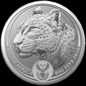 Moeda / Onça Prata - África do Sul 5 Rands Leopardo 2020 BNC