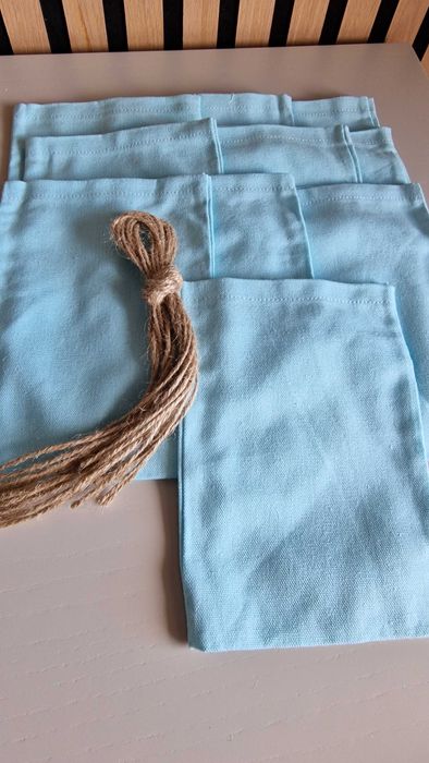 Sacos de tecido Em Azul com cordão