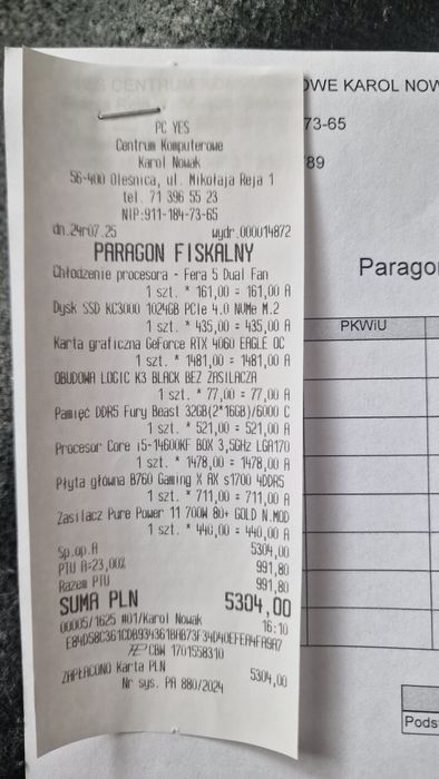 Komputer gamingowy Intel.