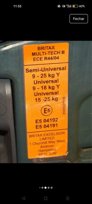 Cadeira auto marca e contra marcha com suporte de segurança