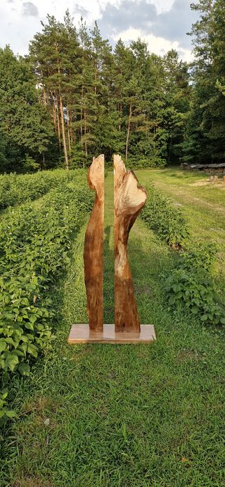 Drewniana lampa stojąca Led