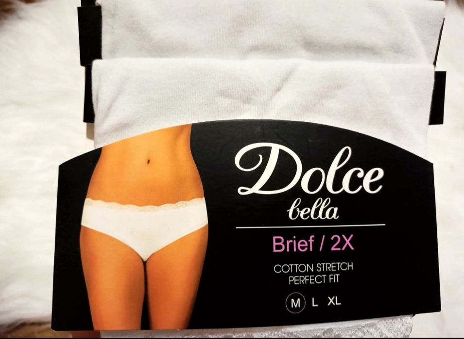 Dwupak majtek bawełnianych białe z koronką rozmiar M 38 Dolce