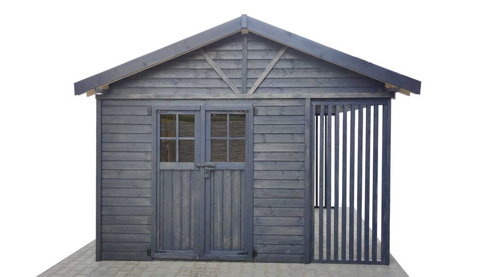 Nowoczesny domek narzędziowy Brzoza z Drewutnią 3x4 altanka domek
